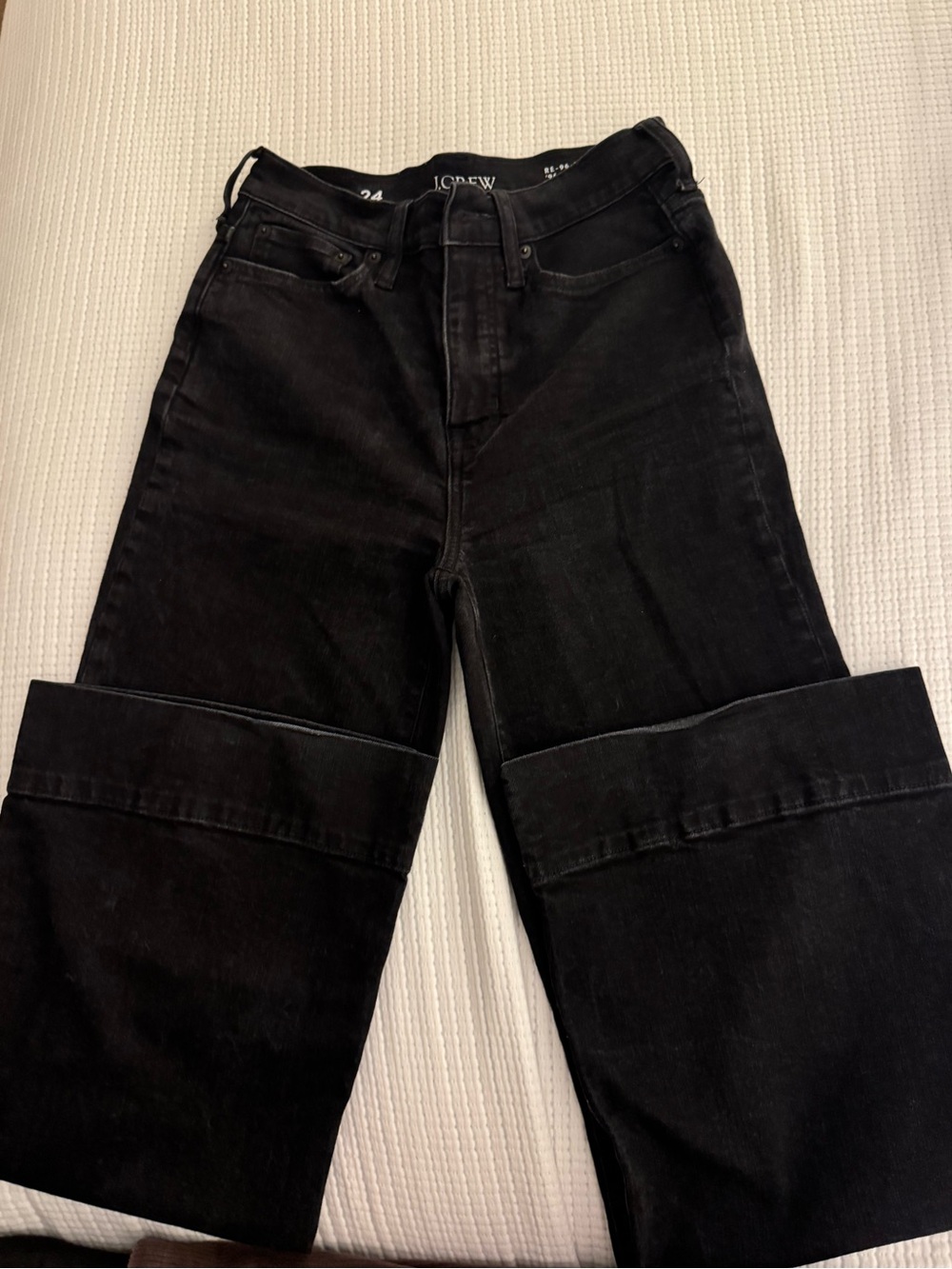 J. Crew Black Wide-Leg Jeans with Cuffed Hem